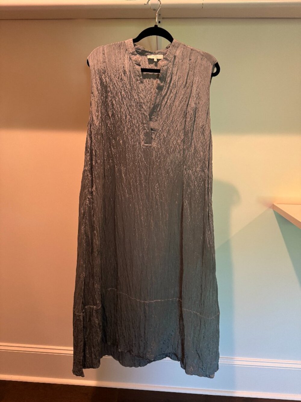 Vince Crushed Silk V-neck Dress